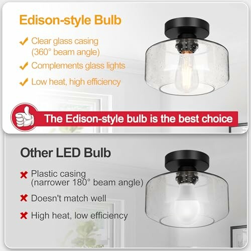 Comparison of Edison-style bulb and other LED bulb features.