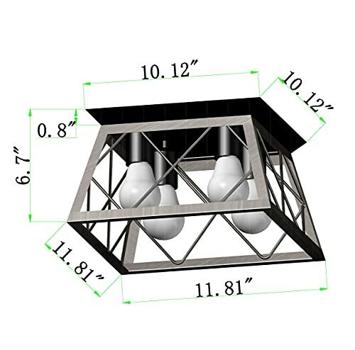 Geometric ceiling light fixture with measurements.