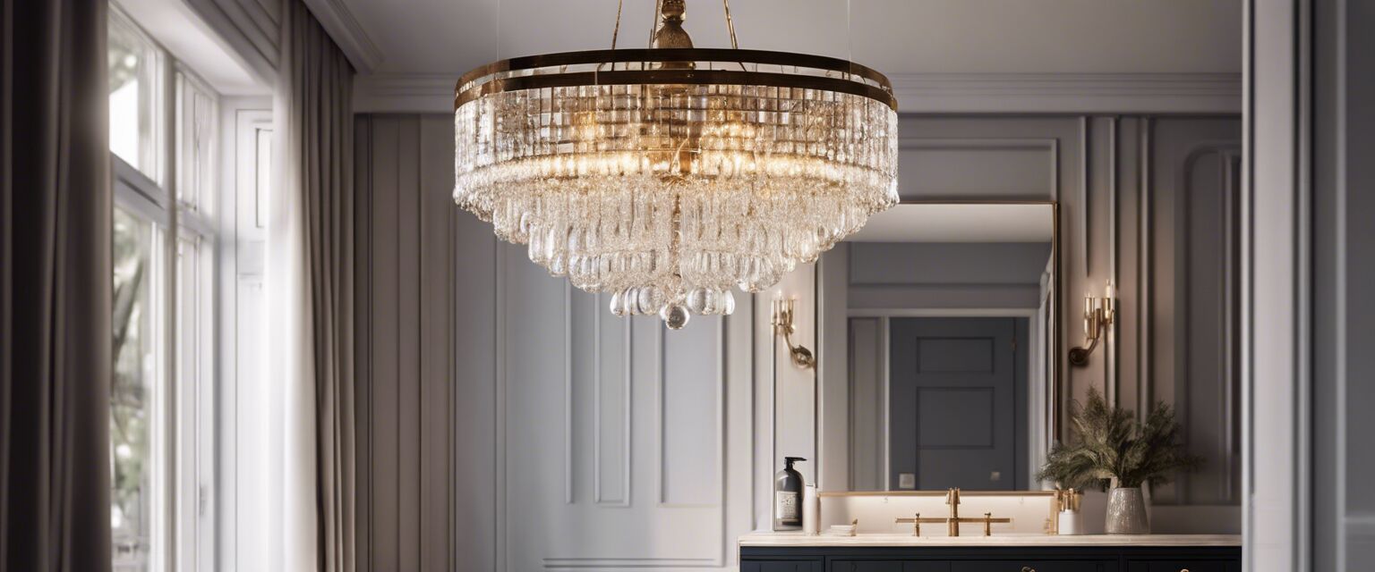 Chandelier in modern bathroom